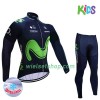 Kind Fietskleding (Wielershirt Lange Mouw + Fietsbroek Lang) 2017 Movistar Team N001 Winter Thermal Fleece